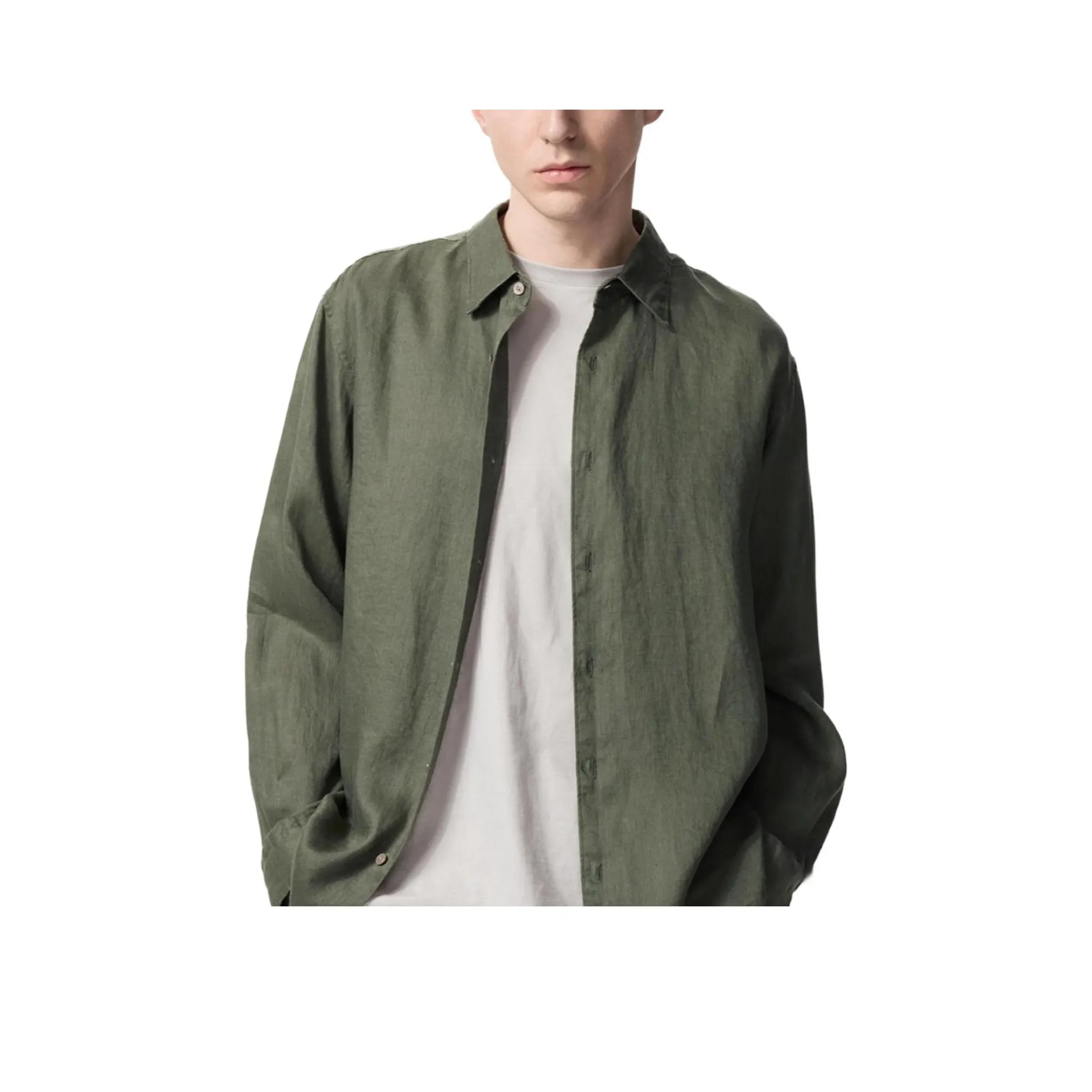 UNIQLO Темно-оливковая унисекс рубашка