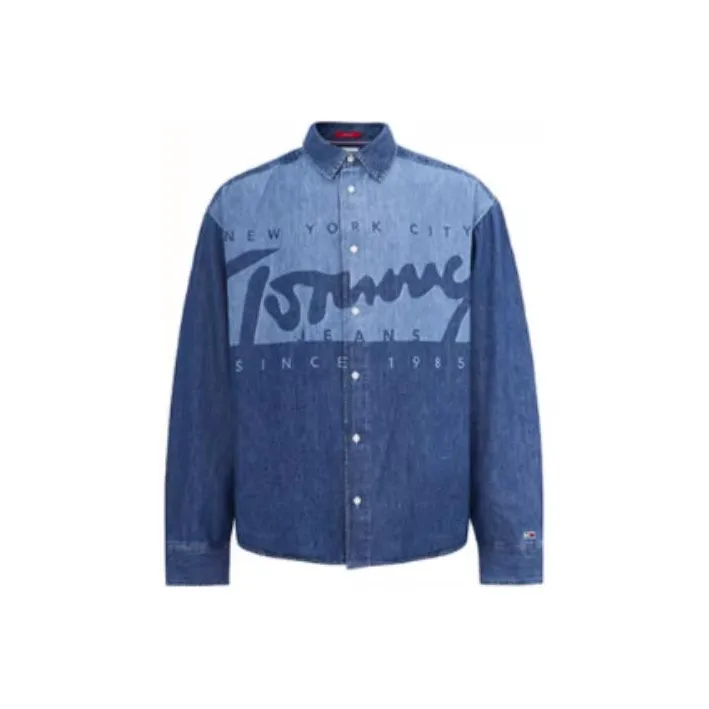 Tommy Hilfiger Рубашка Мужская Джинсово-синяя