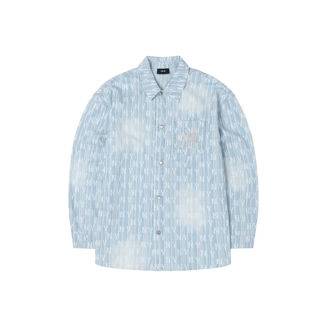 MLB Base Logo New York Yankees Old Flower Рубашка Unisex Light Blue