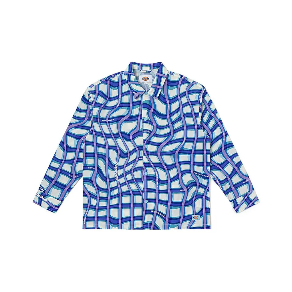 Dickies Небесно-голубой Волна Клетчатая Унисекс Рубашка