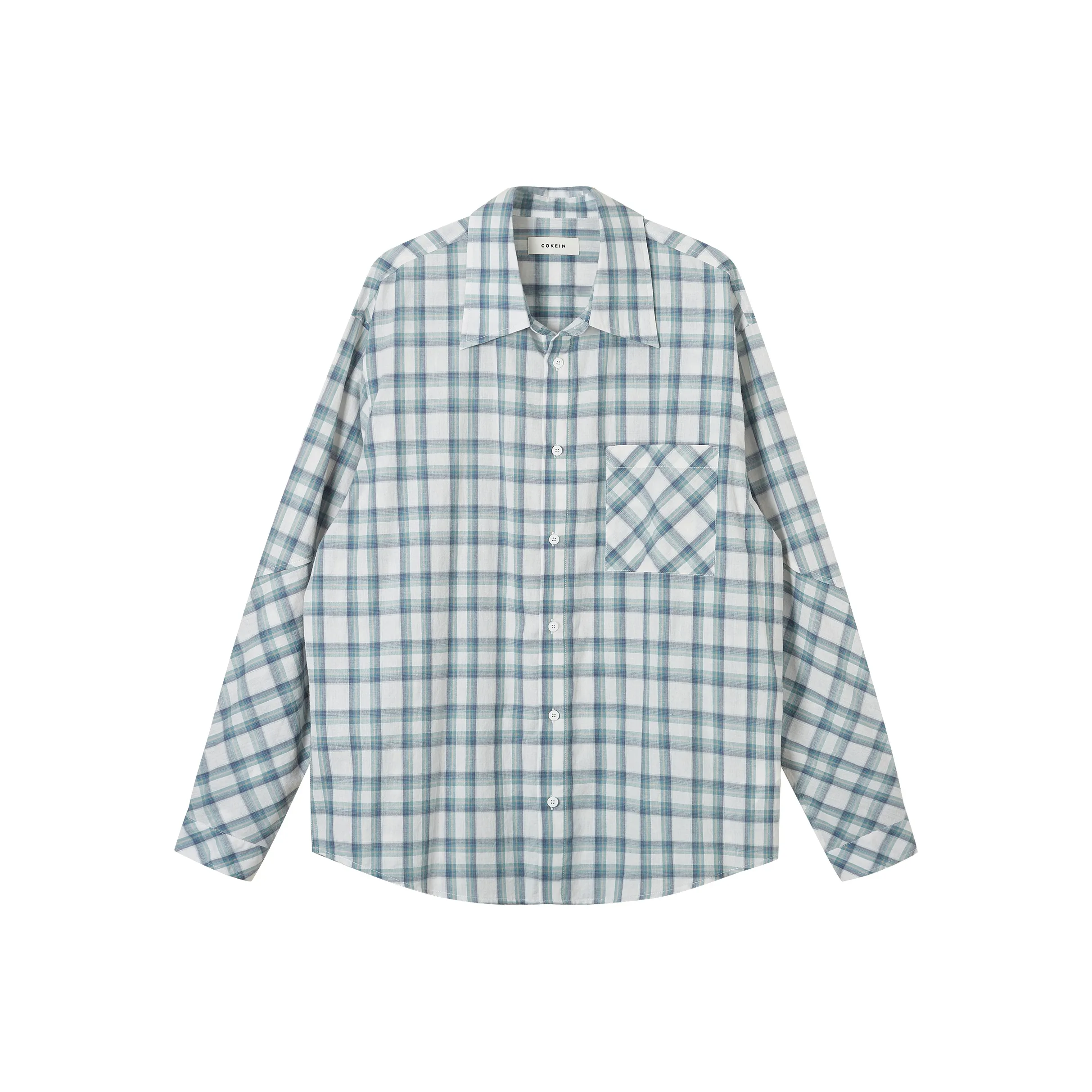COKEIN SS25 Рубашка Мужская Синяя и Зеленая Клетка