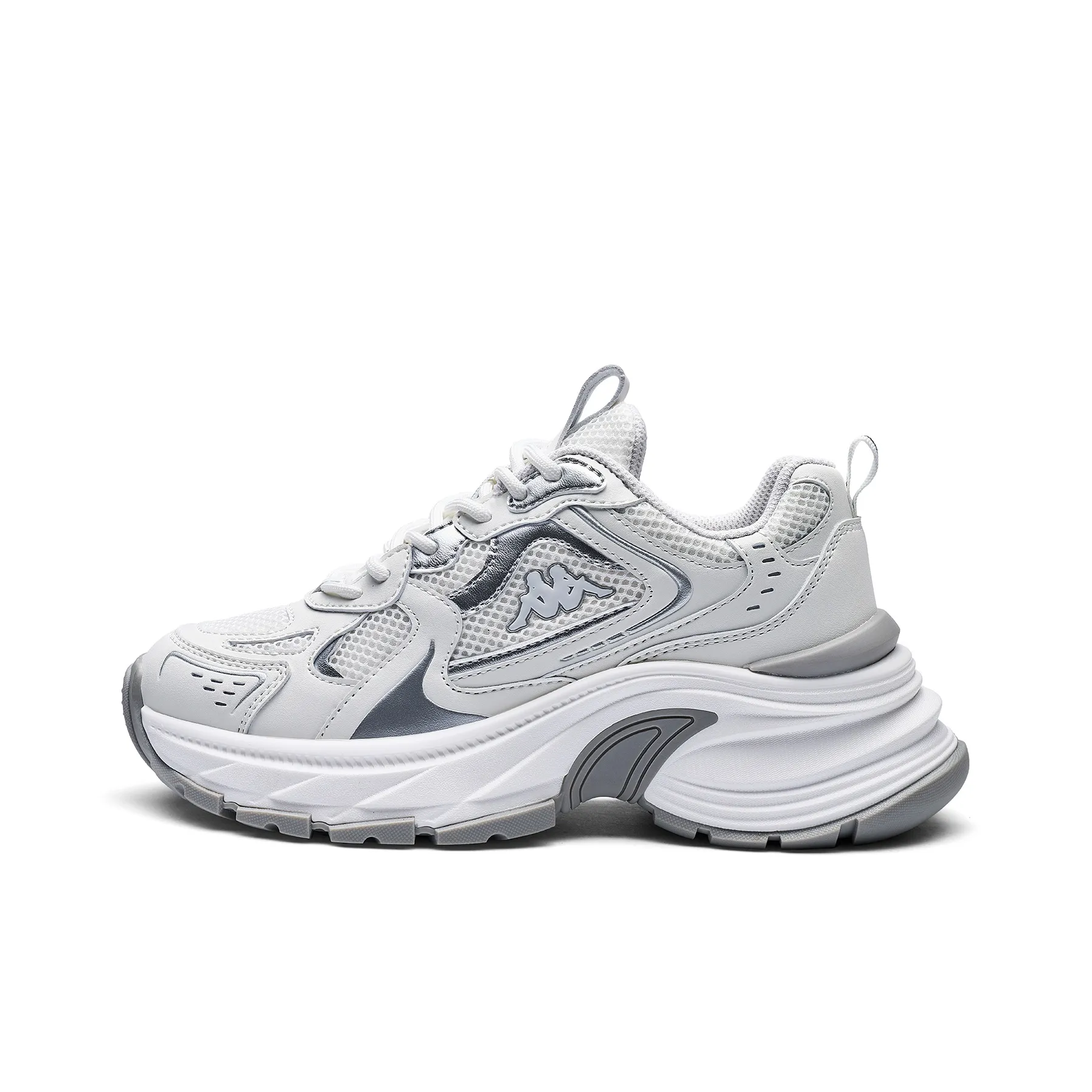 KAPPA K Spice Спина к Спине Противоскользящий Устойчивый к Износу Низкий Топ Толстая Подошва Женские Классический Белый Холодный Серый