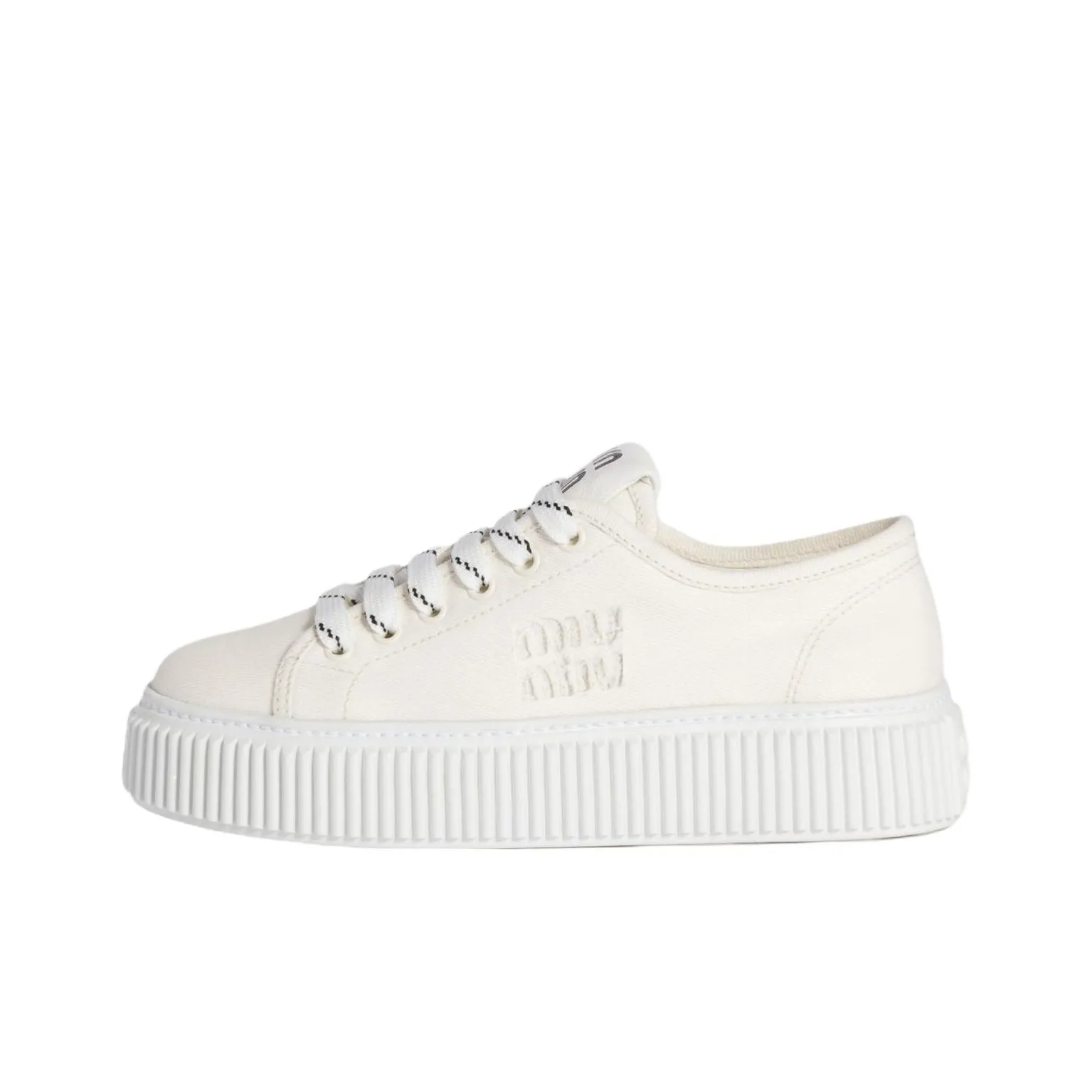 MIU MIU Low Top Canvas Shoes Women's Ivory White
