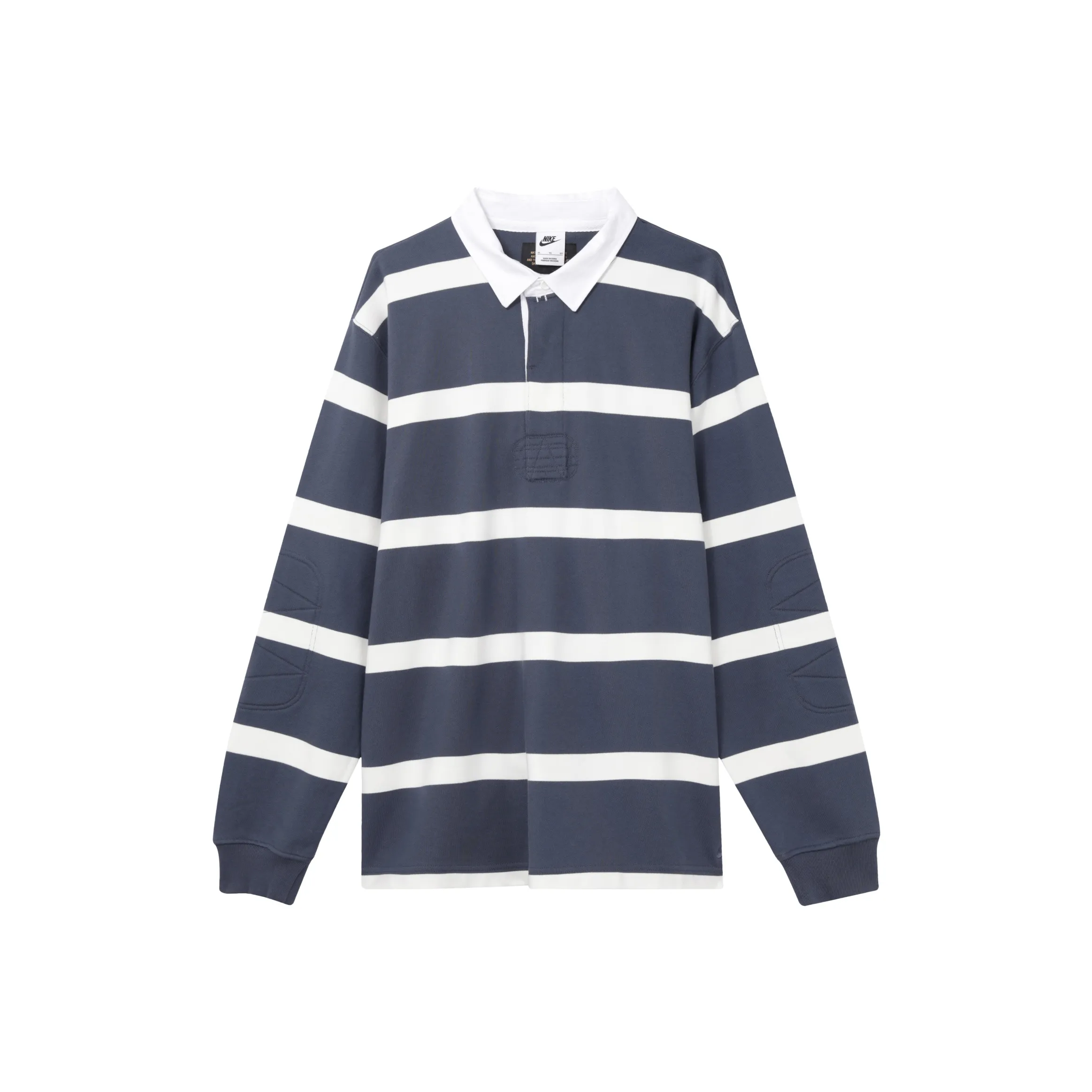 Nike Men's Life Striped Heavyweight Rugby Shirt 'Thunder Blue'