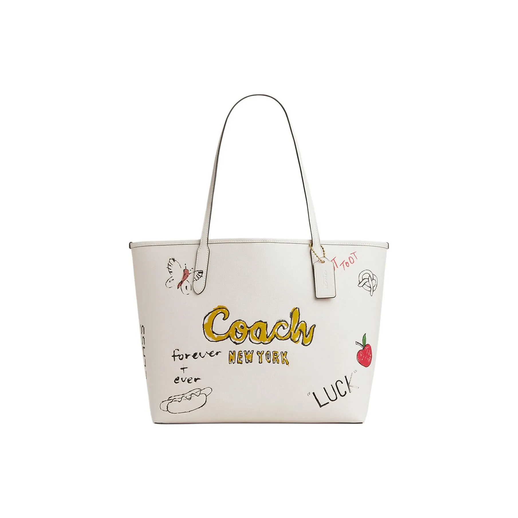 COACH Городская сумка Tote из коровьей кожи сумка для покупок сумка через плечо большая женская мел белый