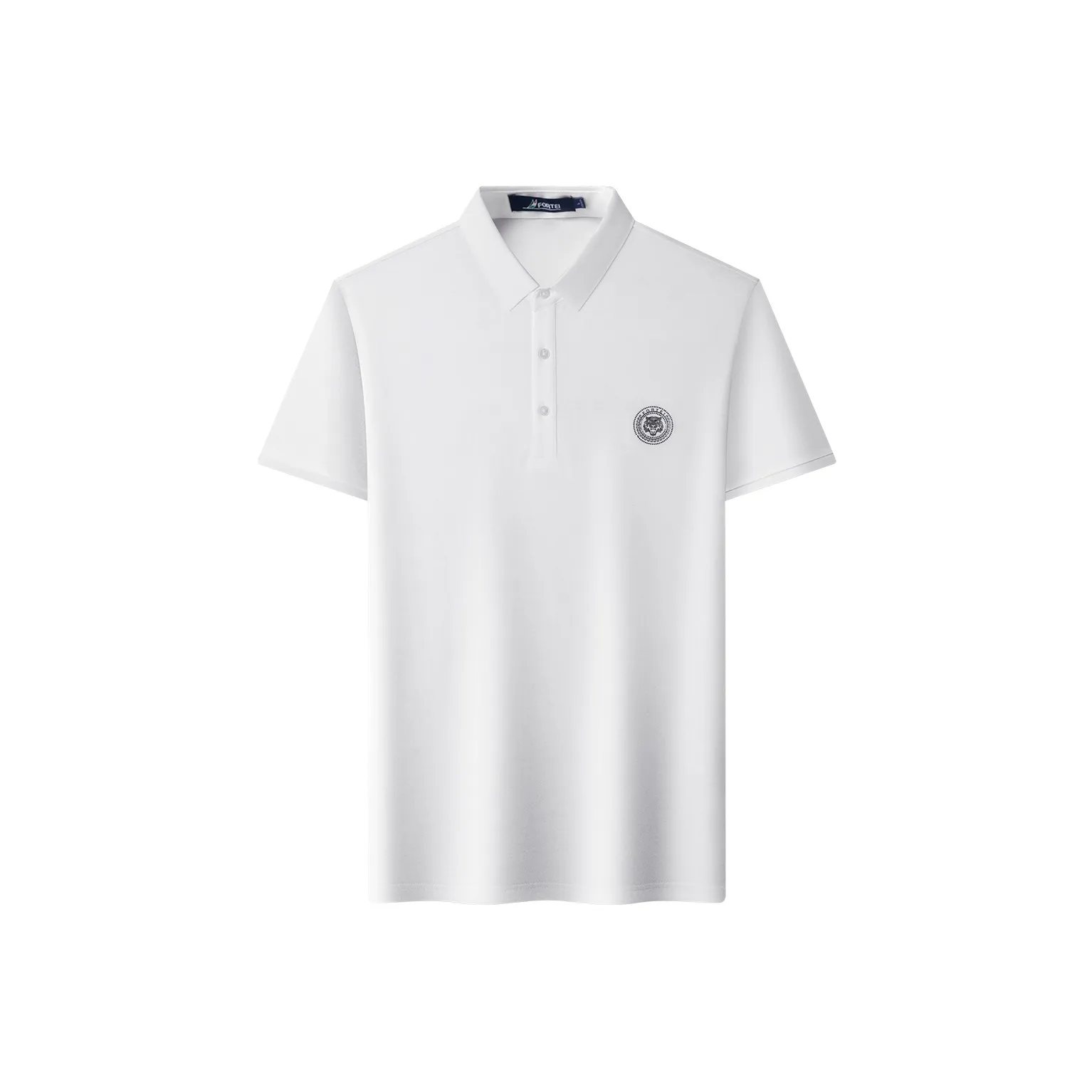 FORTEI Поло Мужское Белое Дружелюбное Летнее Удобное Повседневное Спортивное Короткий-Рукав Рубашка