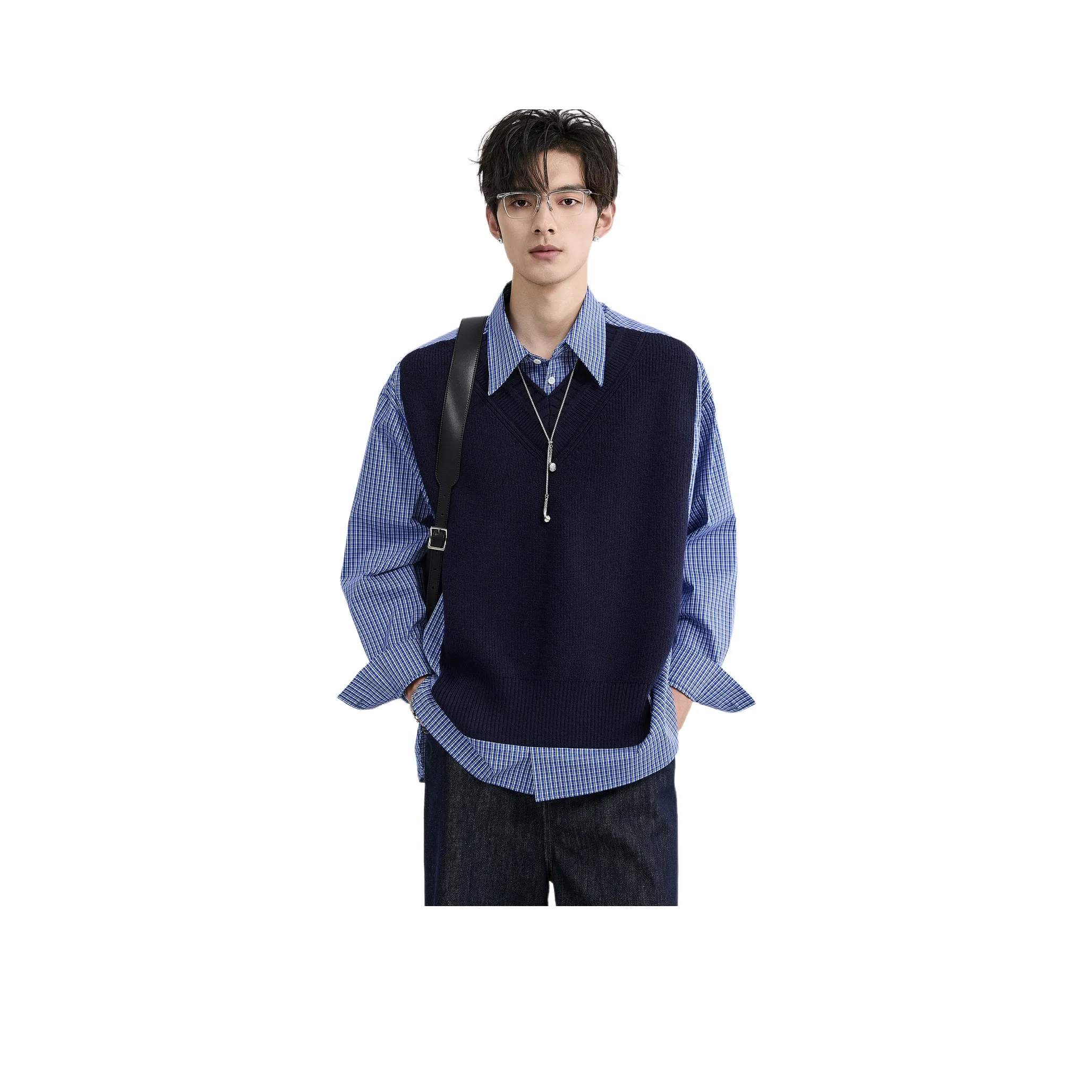 EARL JOEL Рубашка Унисекс Коллегиальный Синий