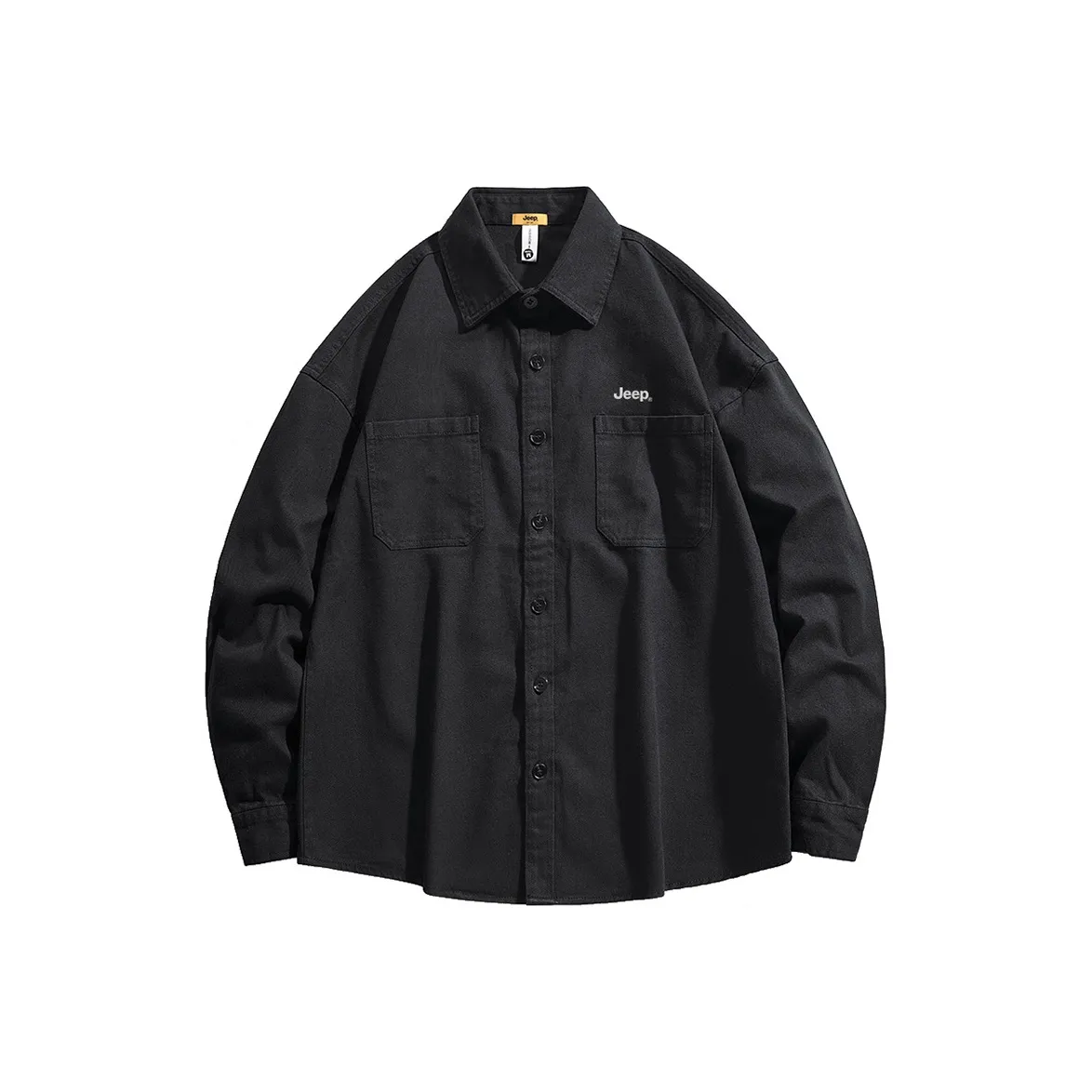 JEEP Однотонная Повседневная Рубашка с Отложным Воротником Унисекс