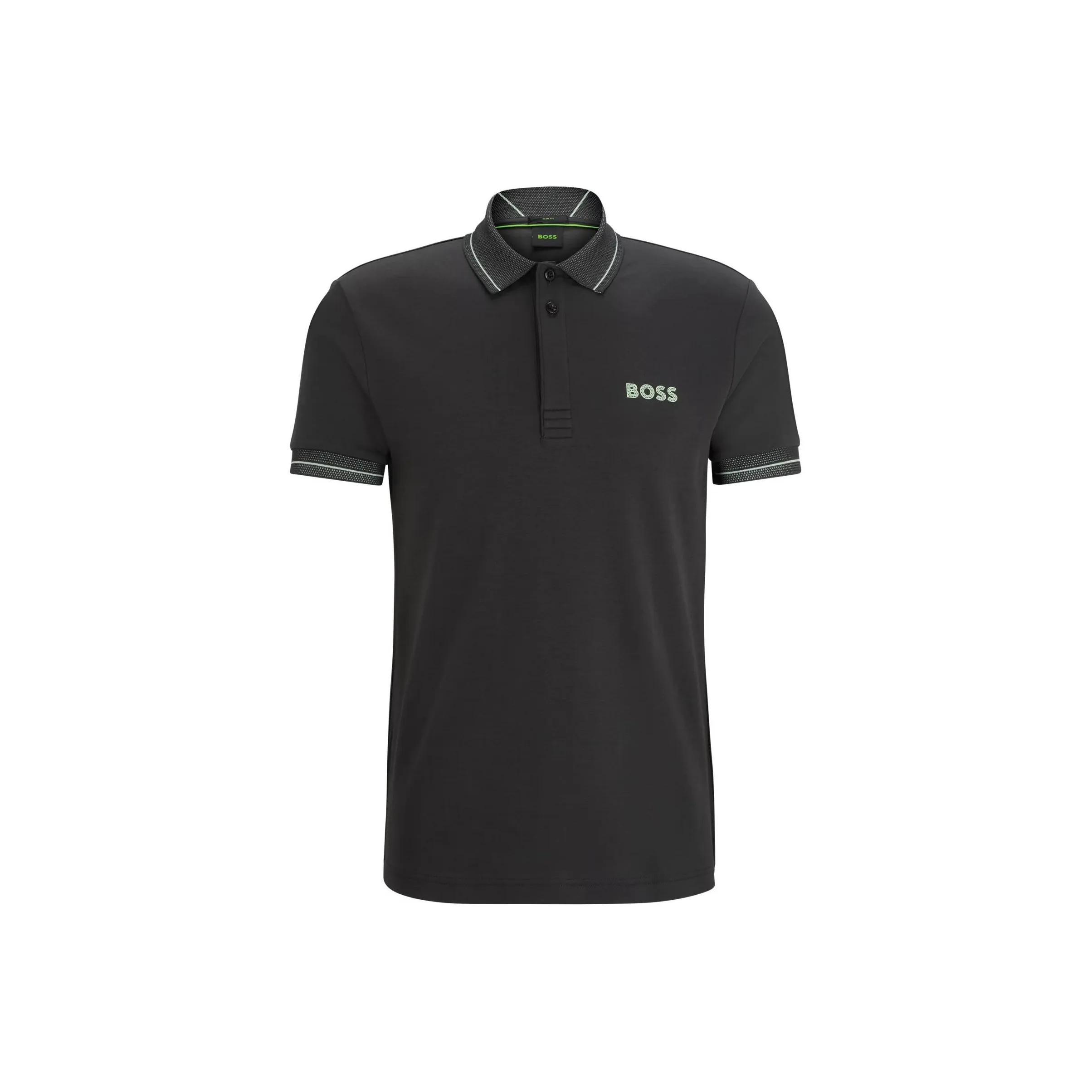 HUGO BOSS Interlock Cotton Slim Fit Polo Shirt With Mesh Logo Polo Shirt Men's Dark Gray