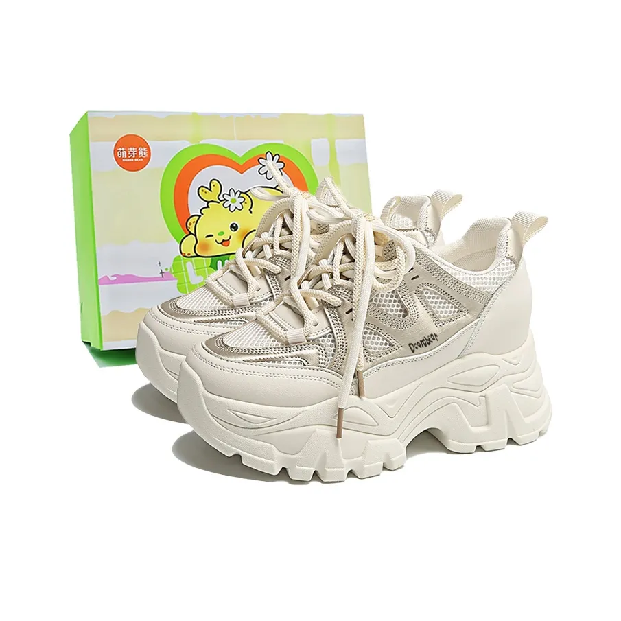 Budding Bear Anti-Slip Wear-Resistant Breathable Height Increasing Low-Top Chunky Sneakers Women's Box