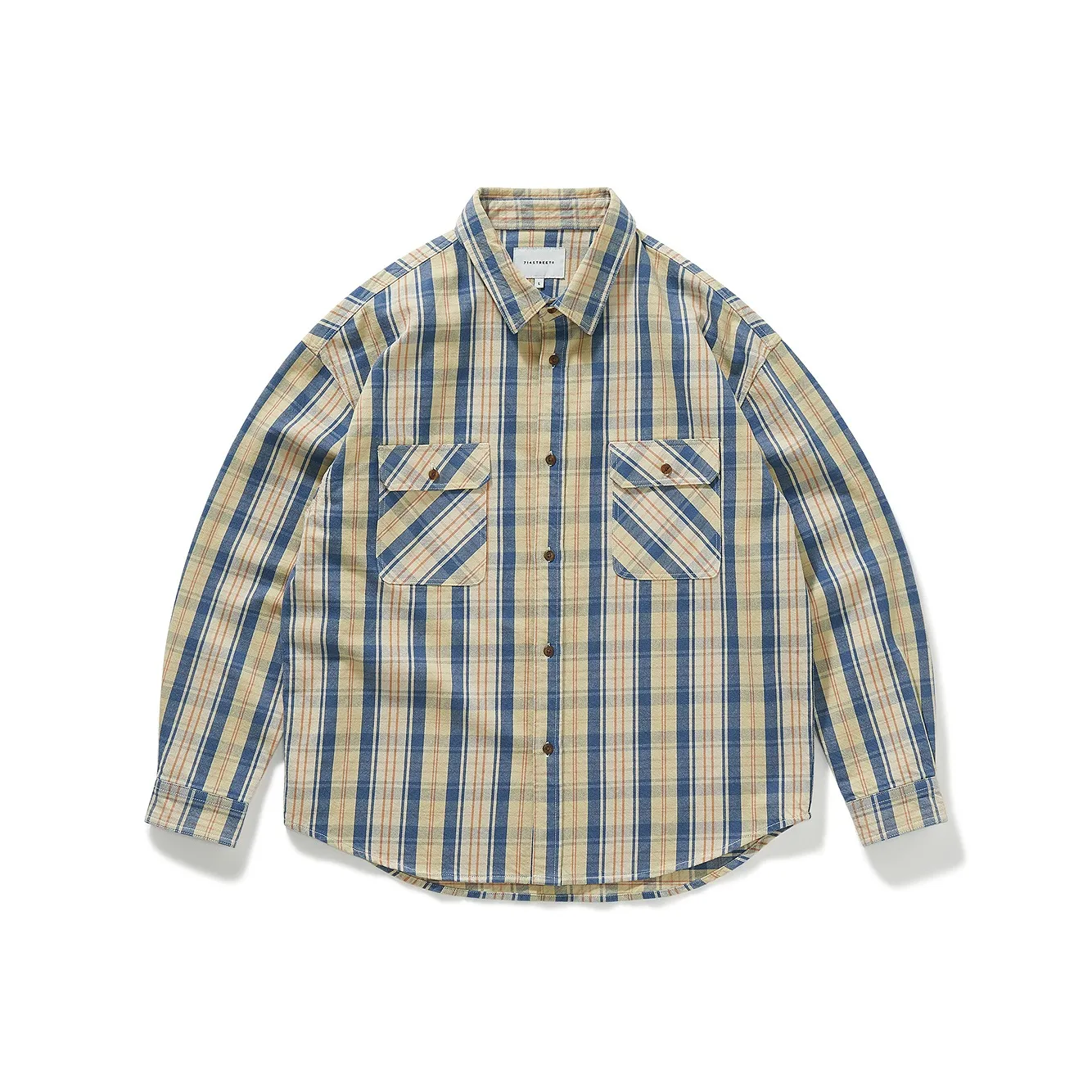 714STREET Рубашка Унисекс Синий Желтый Клетка