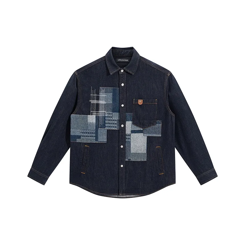 PEACEBIRD MEN Темно-синий деним 1 Мужская рубашка
