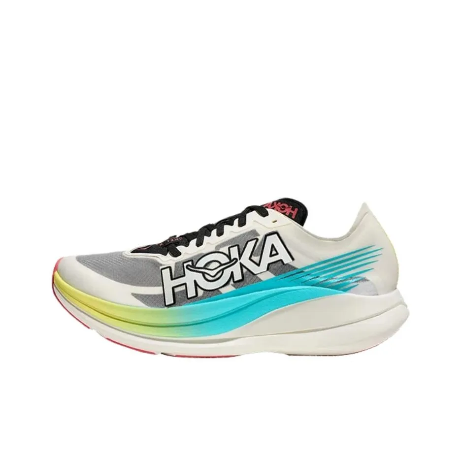 HOKA ONE ONE ROCKET X 2 Slip-on Устойчивый к истиранию Низкий Топ Повседневные Беговые кроссовки Унисекс Белый Серый