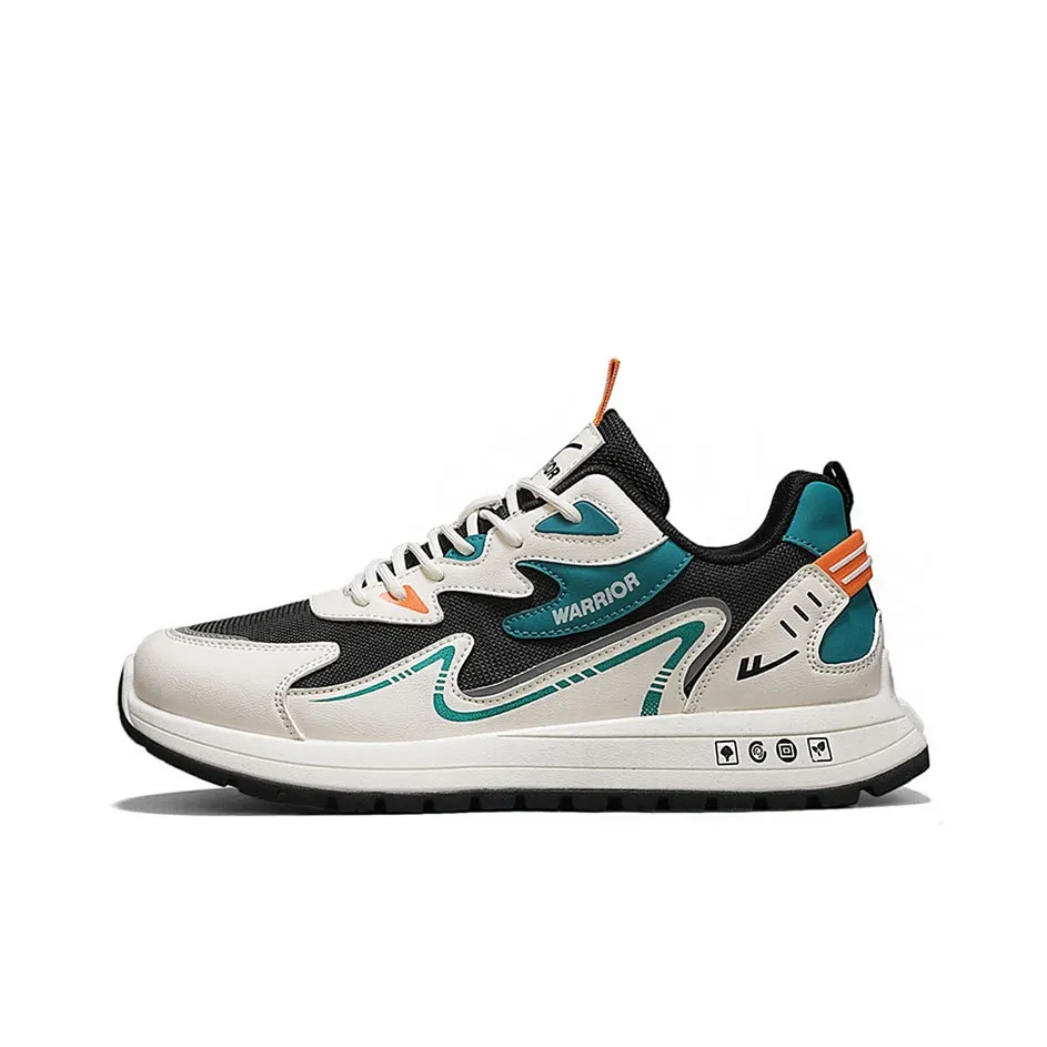 Warrior Slip-Resistant Breathable Lightweight Low-Top Casual Running Shoes Men's Beige Black Green