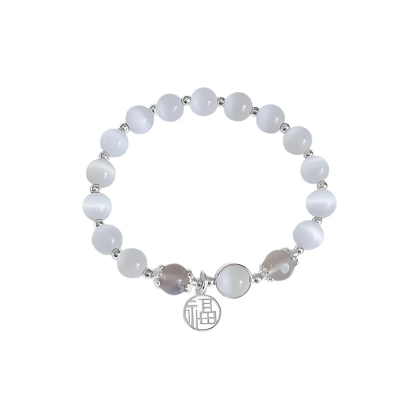 MUYAN Сплав Лунный серый Браслет с бусинами с иероглифом "Фу" Женские