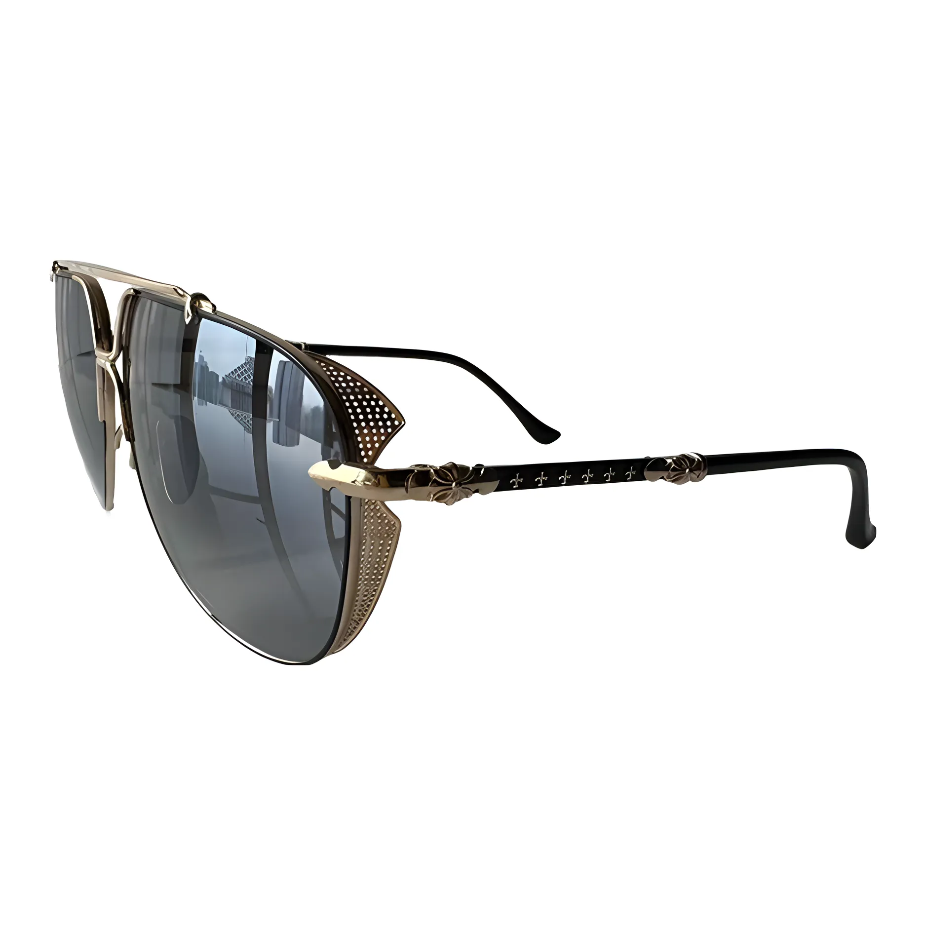 Chrome Hearts Aviator Sunglasses Unisex Gold