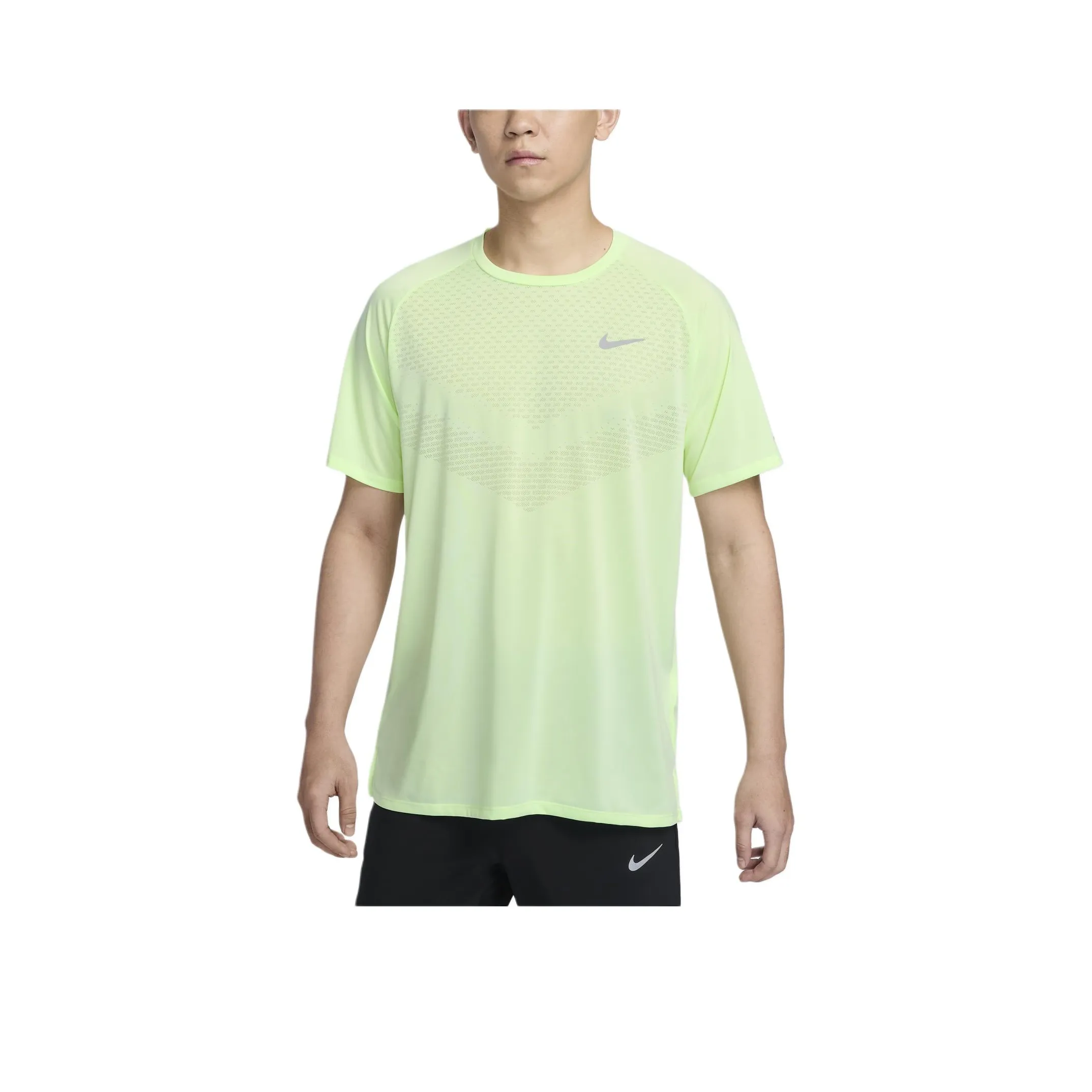 Nike Dri FIT ADV T Shirt Мужской Ultra Light Неоново-желтый Отражение Серебряный
