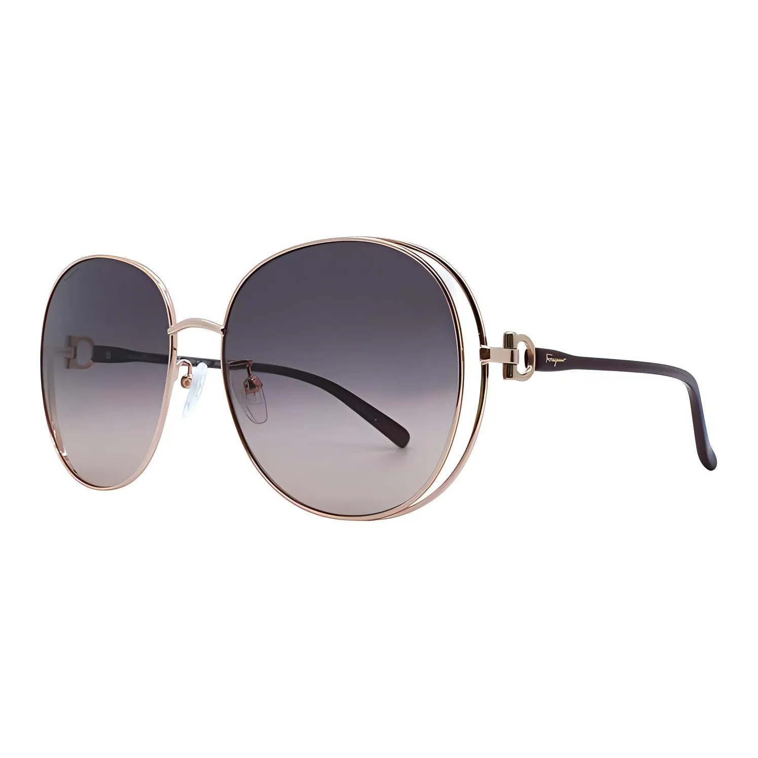FERRAGAMO Irregular Shape Sunglasses Women's Gold