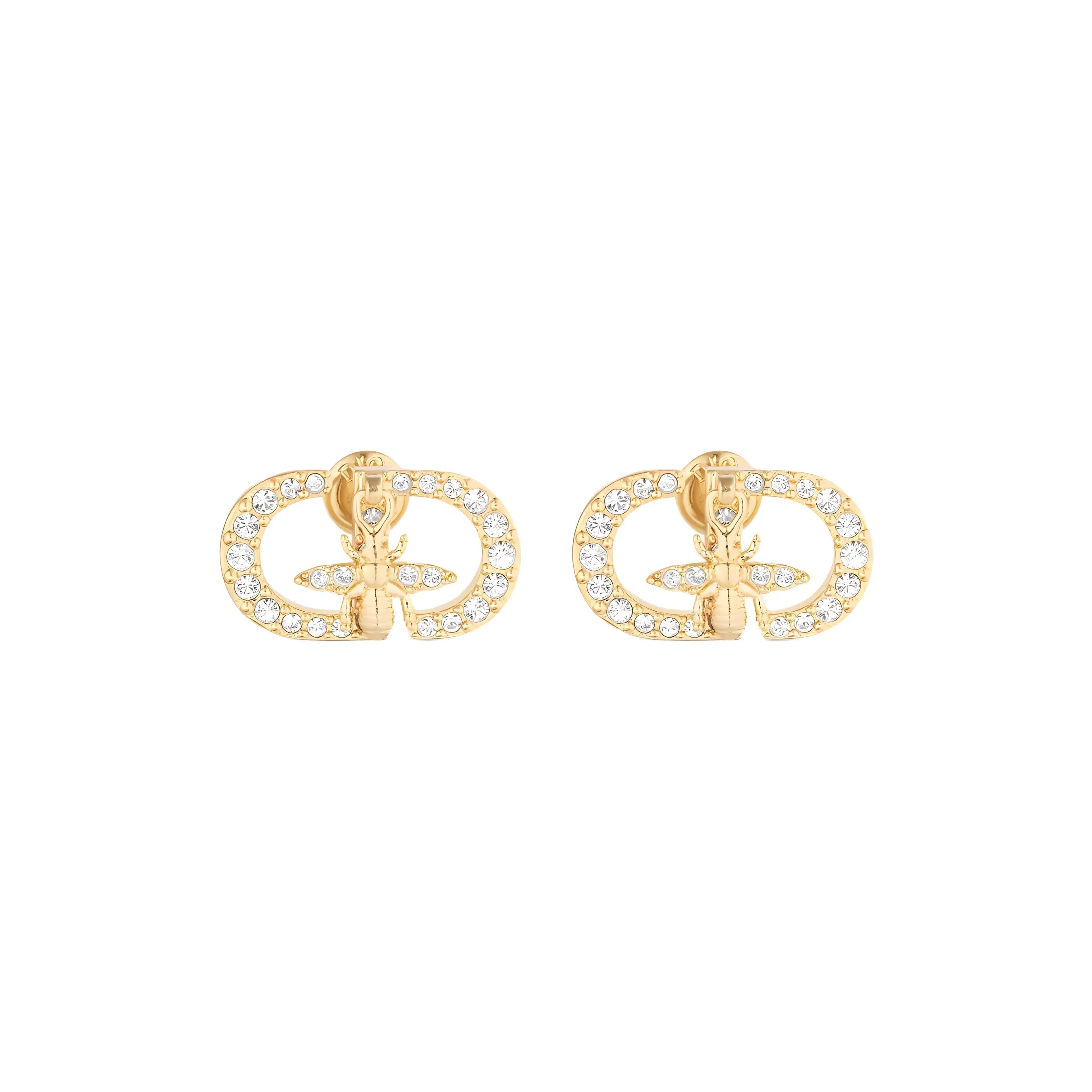 DIOR Metal Stud Earrings Women's Gold