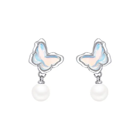 BONAS Alloy Resin Faux Pearl Color Resistant Electroplated Earrings Women's