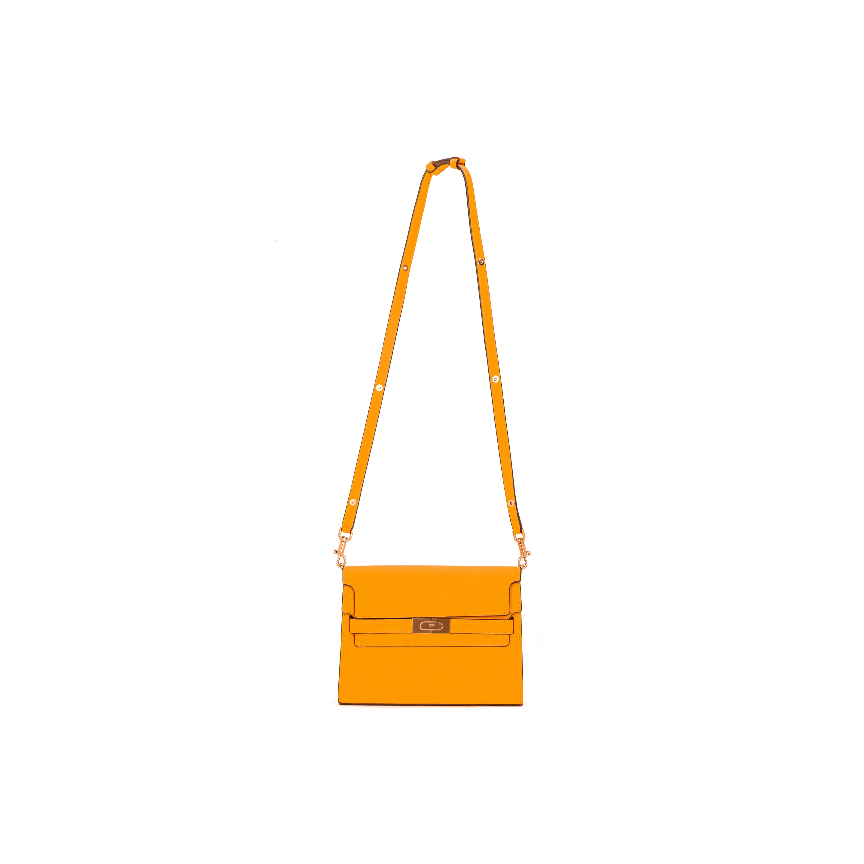 TORY BURCH Lee Radziwill Litchi Grain Leather One Shoulder Handbag Women's Orange Yellow Crystal