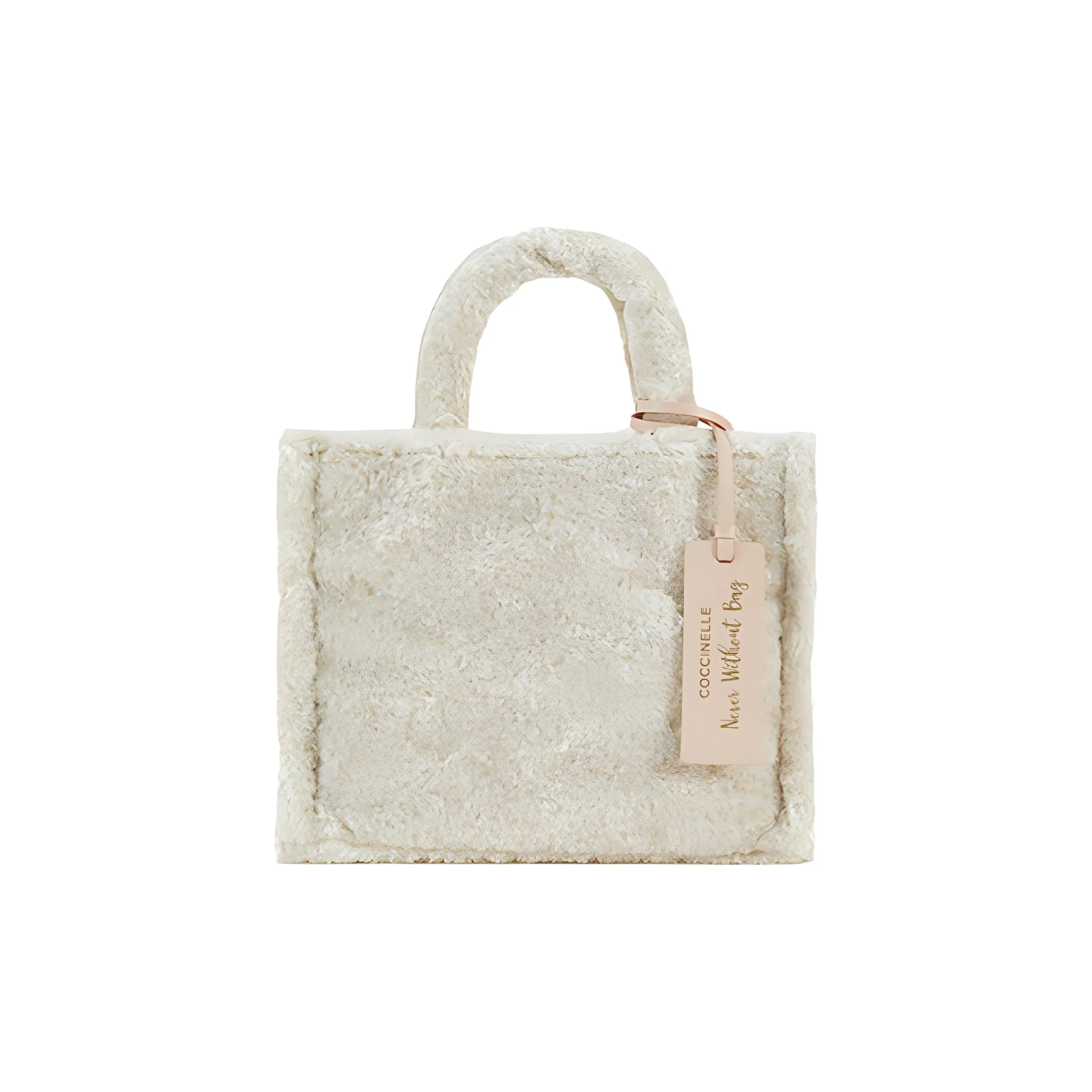 COCCINELLE Ткань с коровьей кожей Тоут Сумка Сумка для покупок Сумка через плечо Сумка Маленькая Женская Естественная