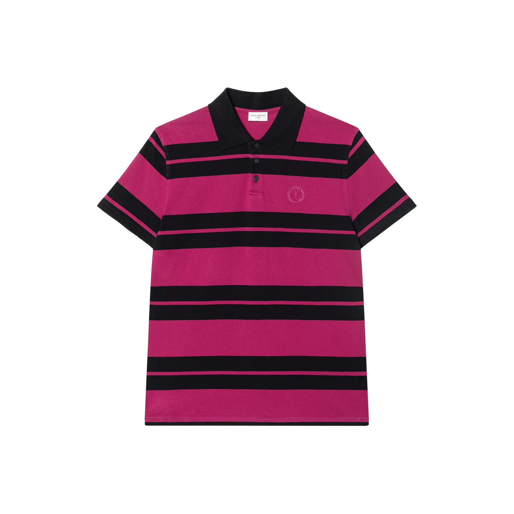 SAINT LAURENT Monogram Striped Polo Shirt