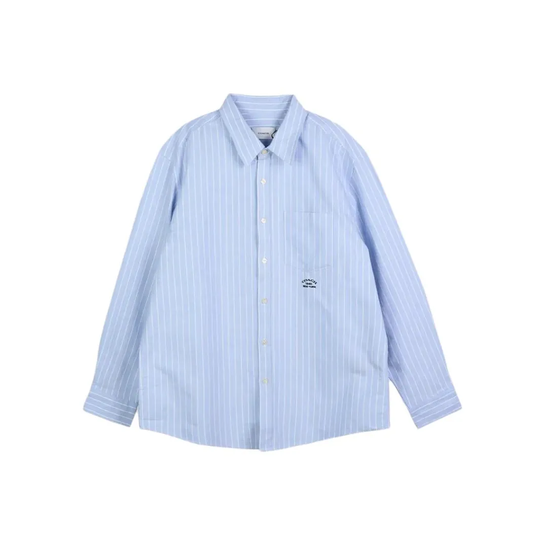 COACH SS25 Рубашка Мужская Синие Полосы