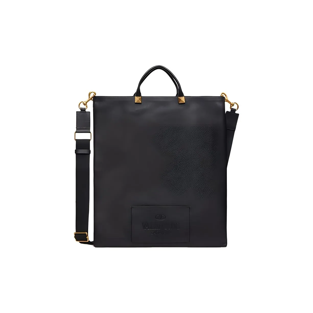 Valentino Cow Leather Tote Bag, Shopping Bag, Shoulder Bag, Crossbody Bag, Handbag Unisex Black