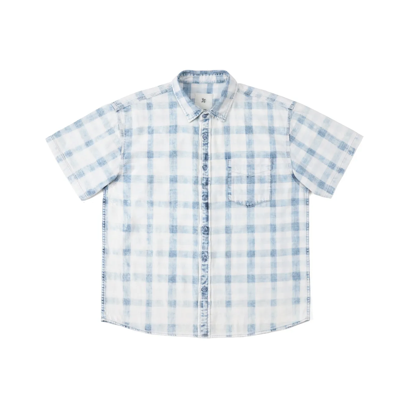 SIMWOOD Выстиранный Синий Белый Клетчатый Мужская Рубашка