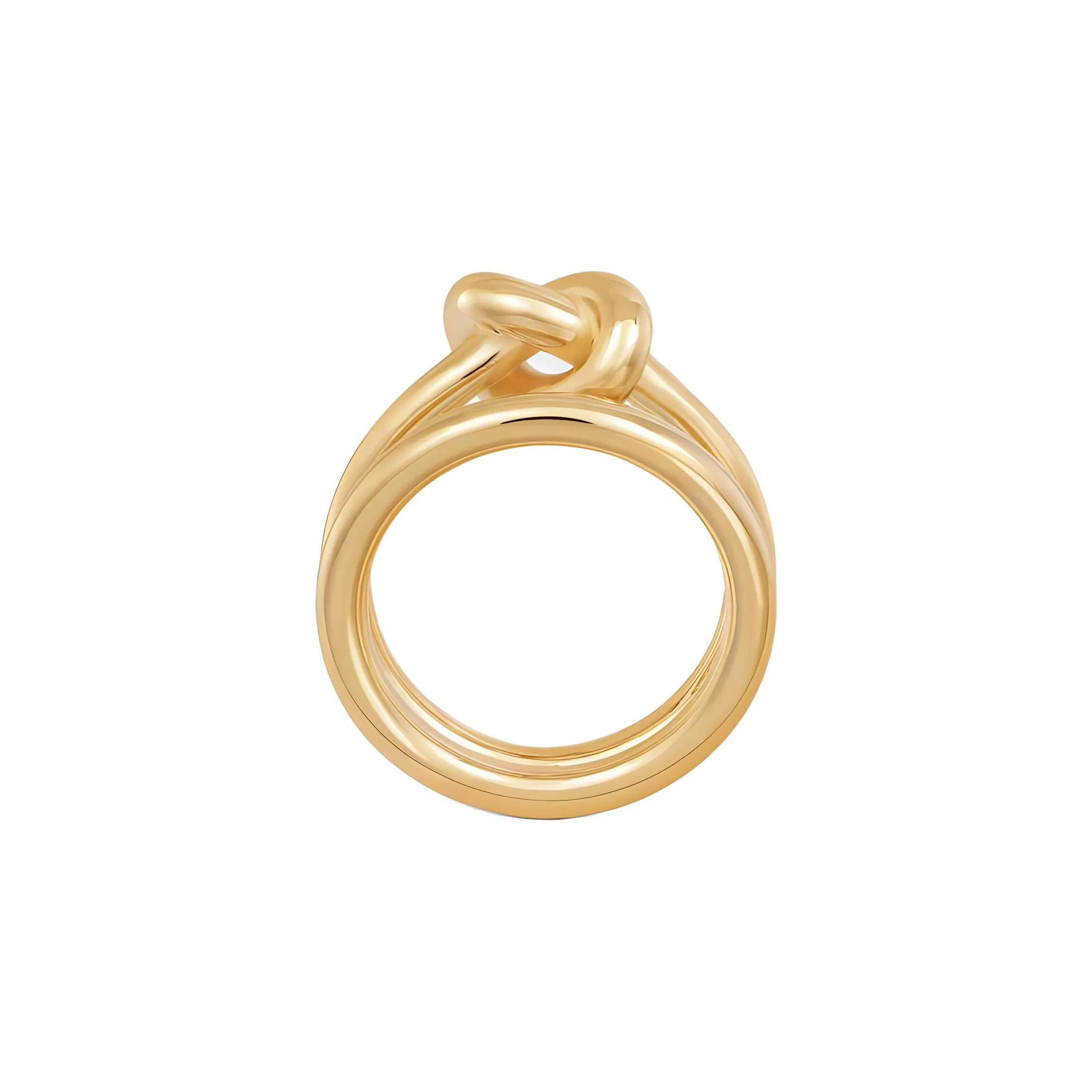 CELINE Knot Double Ring In Brass With Gold Finish