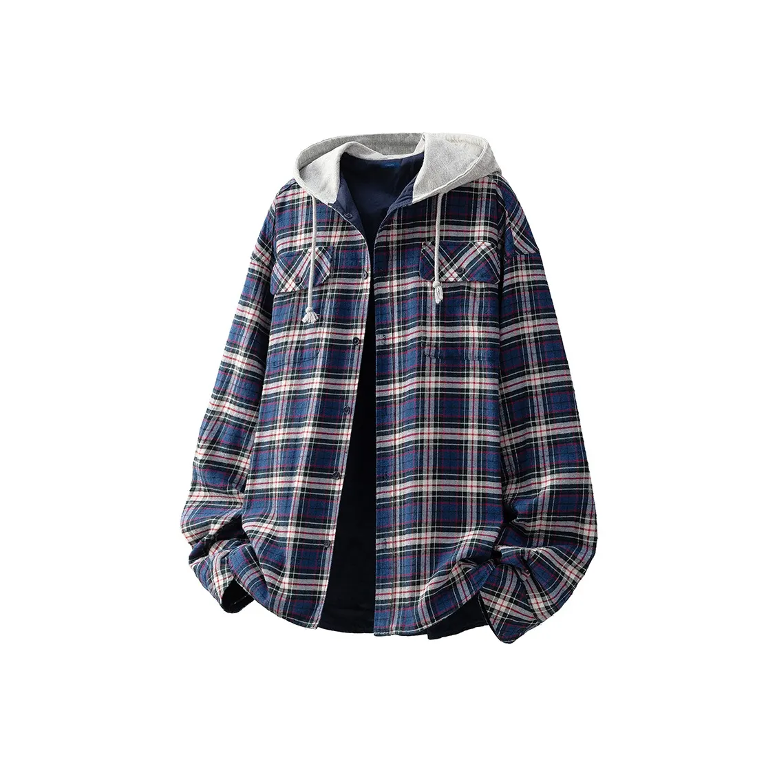 COMOWA Shirt Unisex Blue Gray Plaid