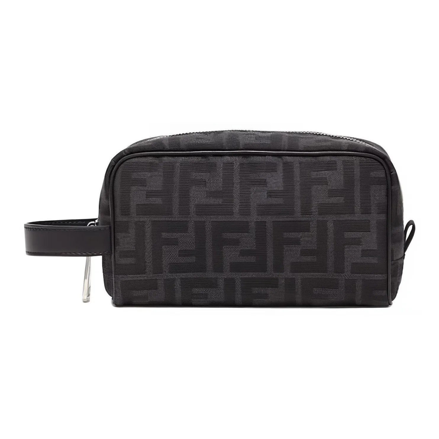FENDI Cow Leather Makeup Bag Small Size Men's Black
