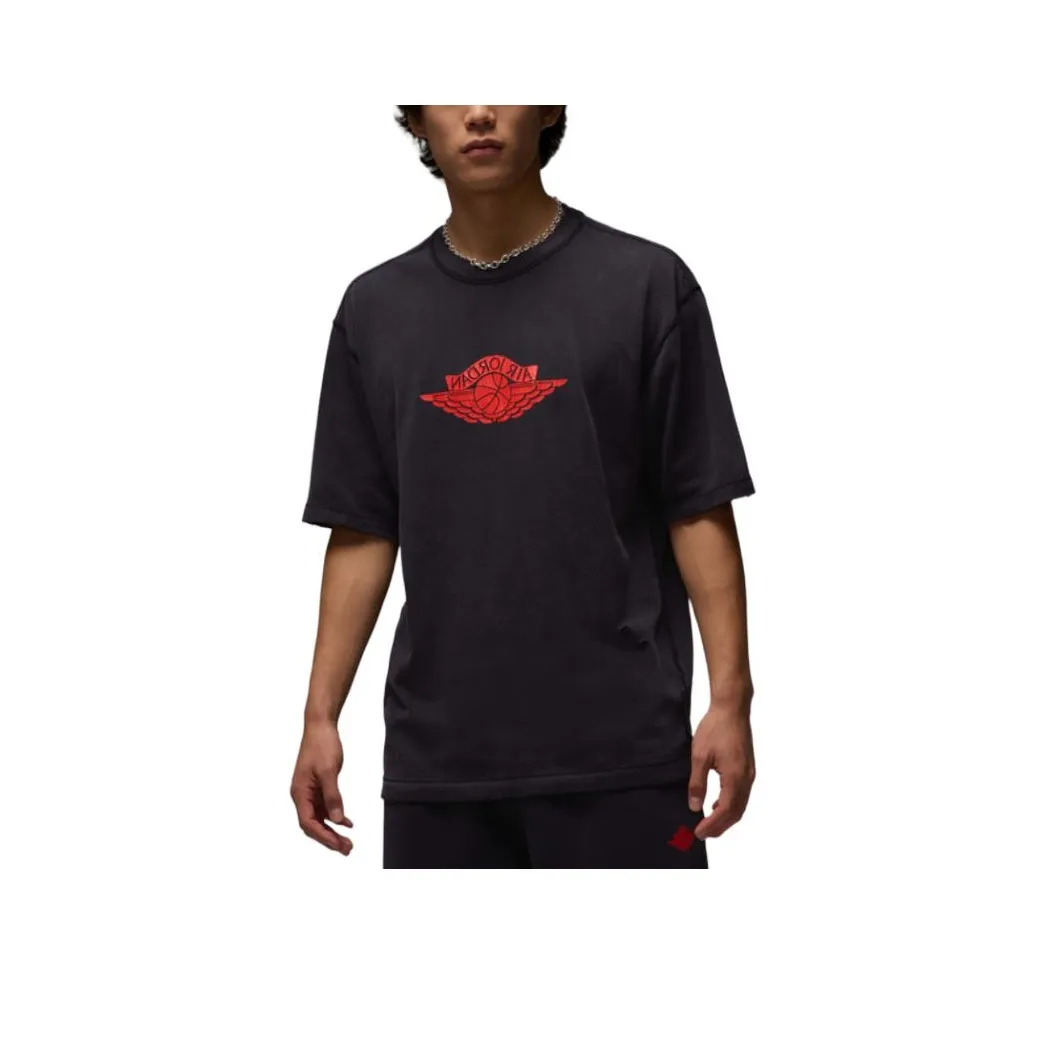 Jordan Air SS25 T-Shirt Мужской Черный Чилийский Красный