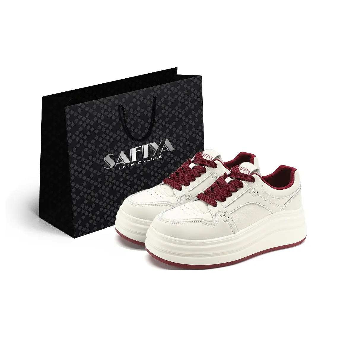 Safiya Low Top Skateboard Shoes Women's Ecru/Red