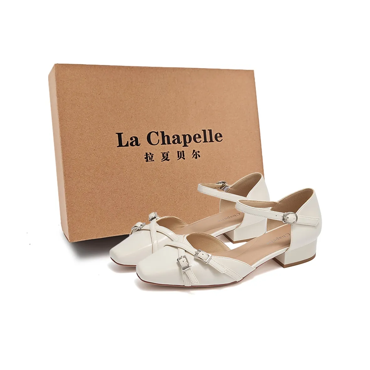 La Chapelle Французский Женственный Elegant Elegance One Ремень Удобный Высокий каблук Кэжуал Женский Бежевый