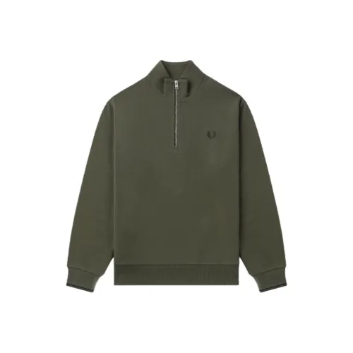 FRED PERRY Зеленый Мужские Свитшоты