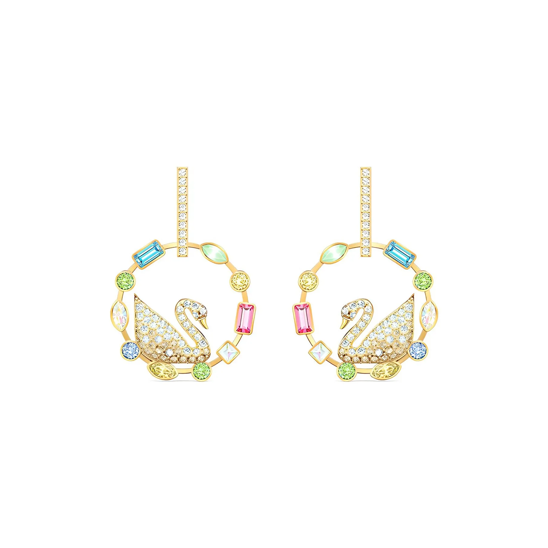 Swarovski Rainbow Swan Earrings Women's Light Gradient