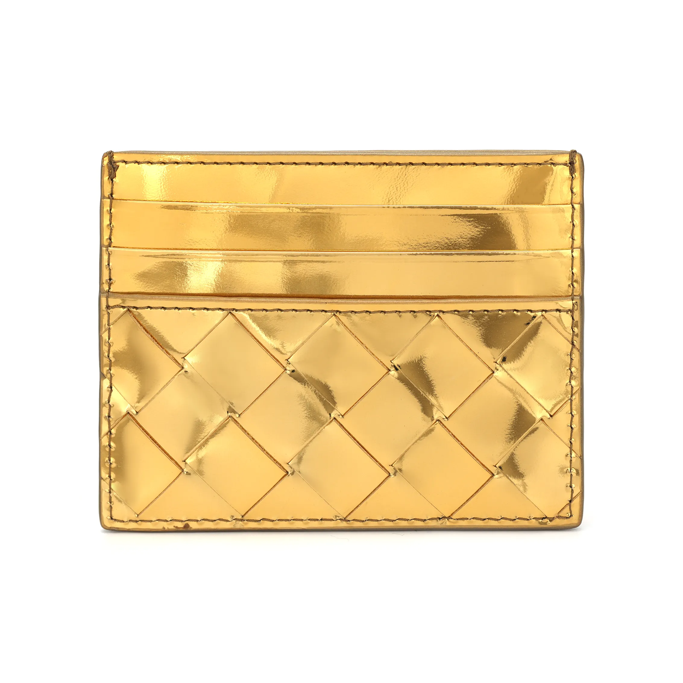 Bottega Veneta Intrecciato Sheepskin Картхолдер Стандартный Женский Gold