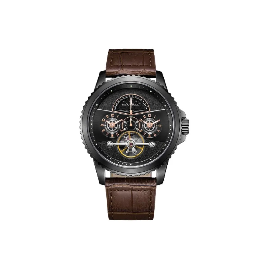 Sea Gull Machine Автоматический механический механизм Коровья кожа Ремень Часы Мужские часы Черепный циферблат