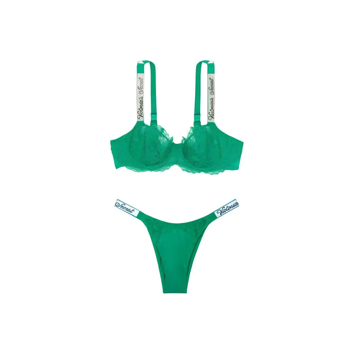Victoria's Secret Комплект нижнего белья женский изумрудно-зеленый