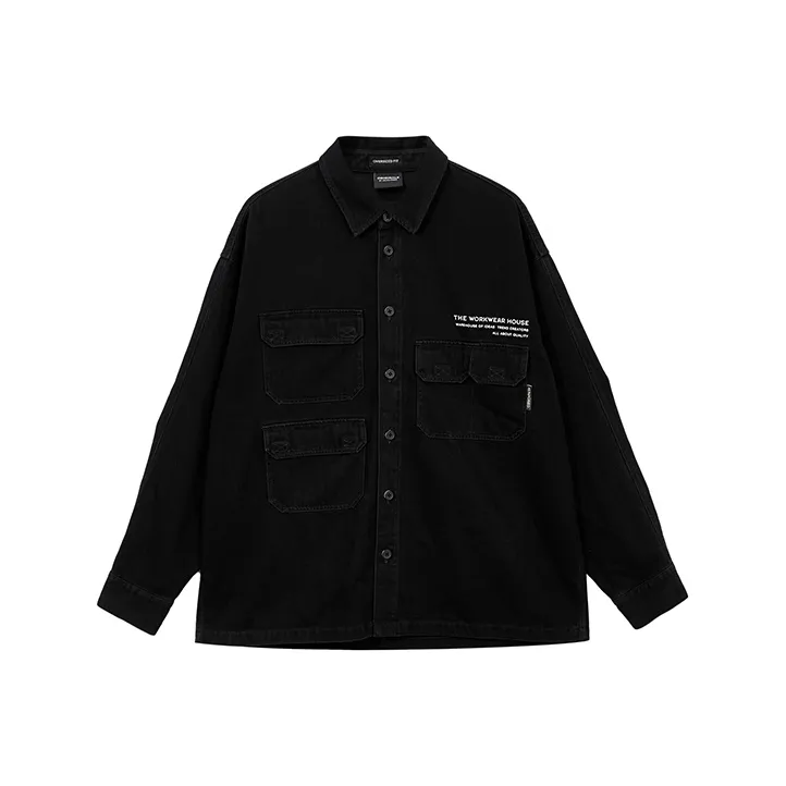 JACK JONES· Denim Shirt Coat Men's Black JACK JONES· Деним Рубашка Пальто Мужской Черный