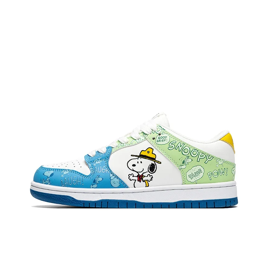 SNOOPY S.Dunk Скейтборд Кроссовки Низкие Синие Зеленые Женские