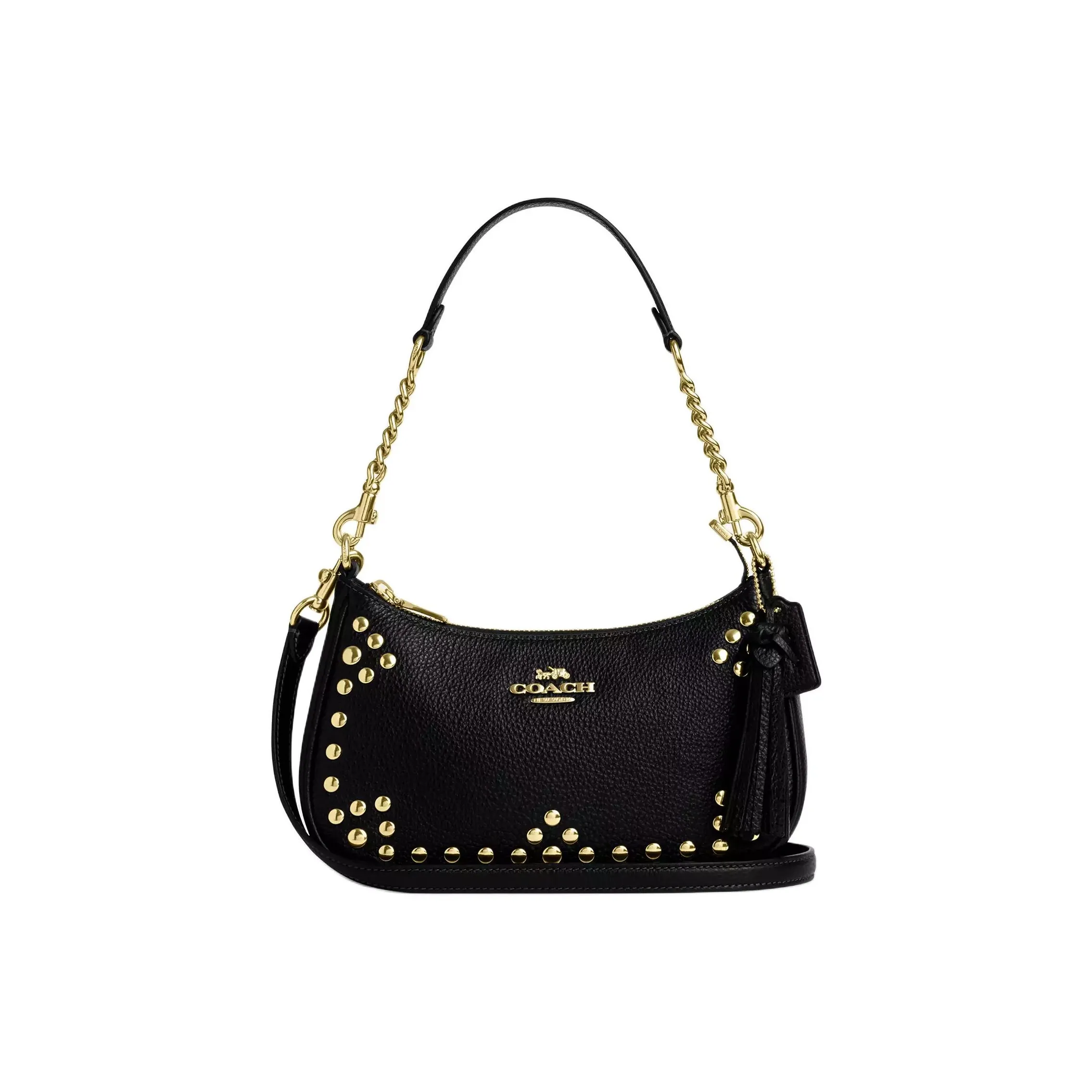 COACH Teri Delicate Pebble Leather Crossbody Bag Shoulder Bag Medium Women's Black