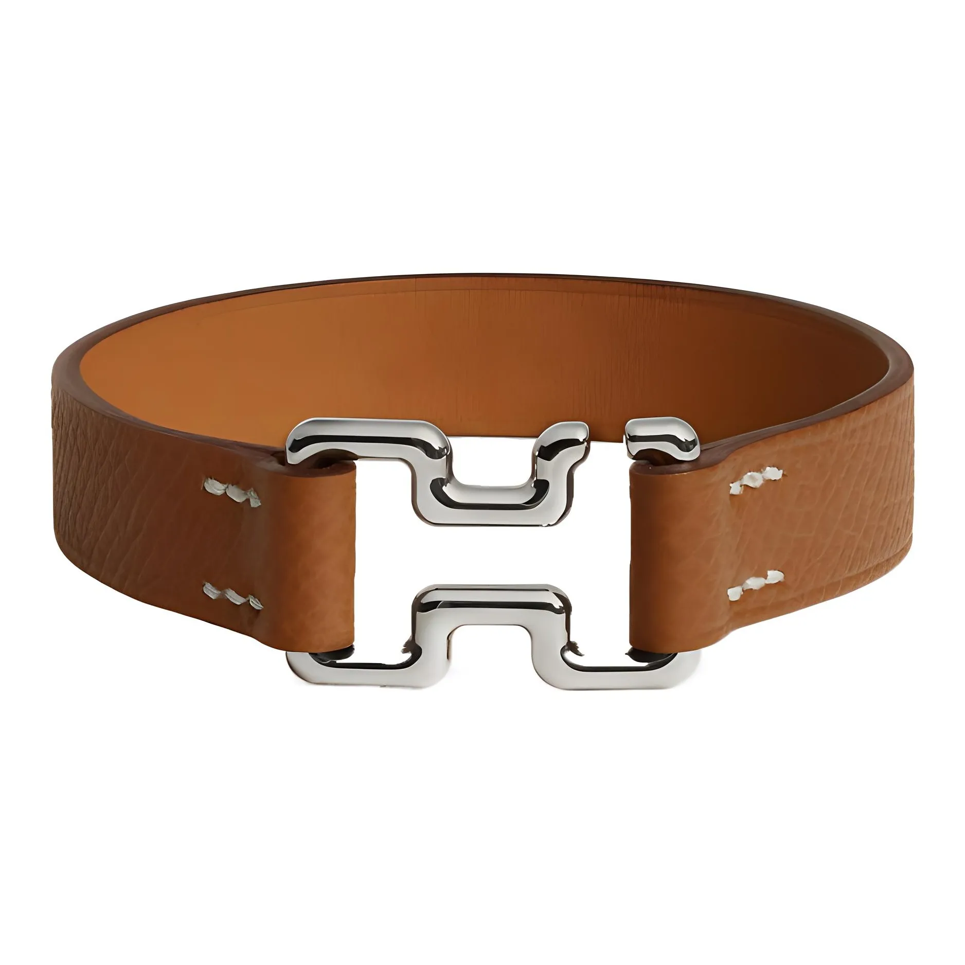 HERMES Телячья кожа, Наручные повязки из нержавеющей стали, Коричневый, Мужской