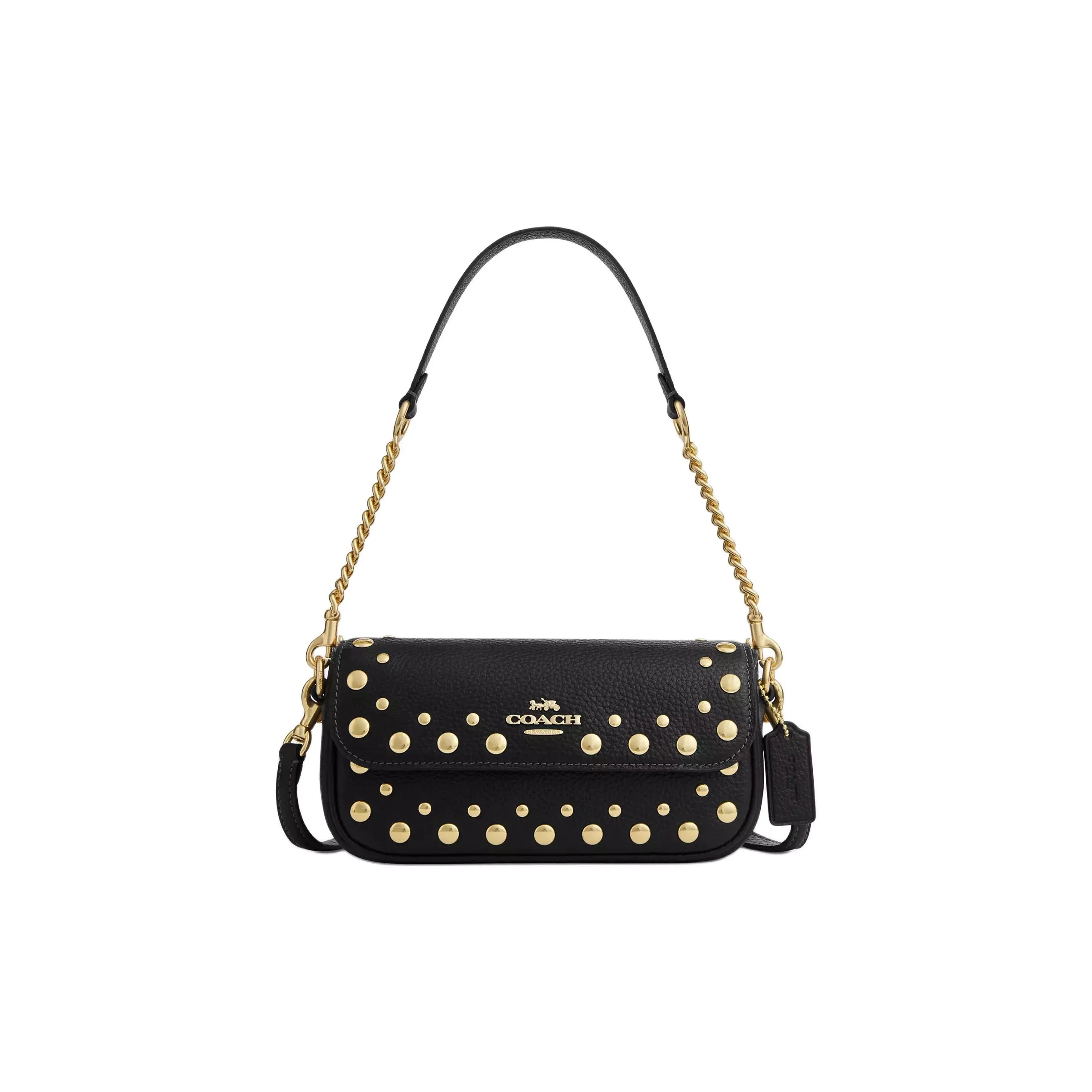 COACH HaileyFlap Delicate Pebble Leather Crossbody Bag Shoulder Bag Small Women's Black