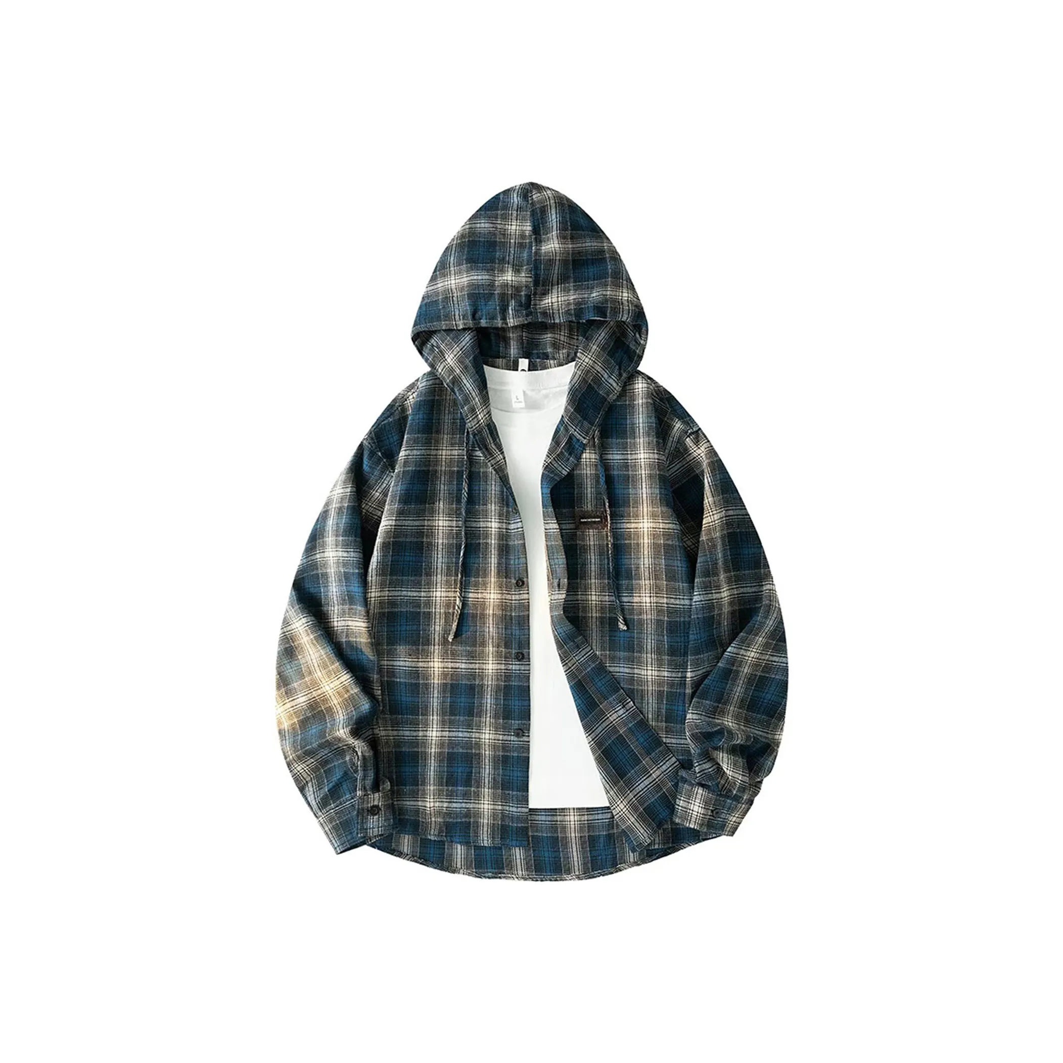 PAEFA Shirt Unisex Blue Gray Plaid
