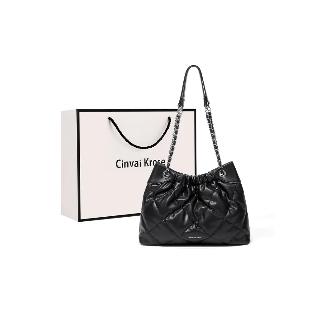 CinvaiKrose Сумка через плечо из синтетической кожи сумка-тоут сумка для покупок большая женская черная белая
