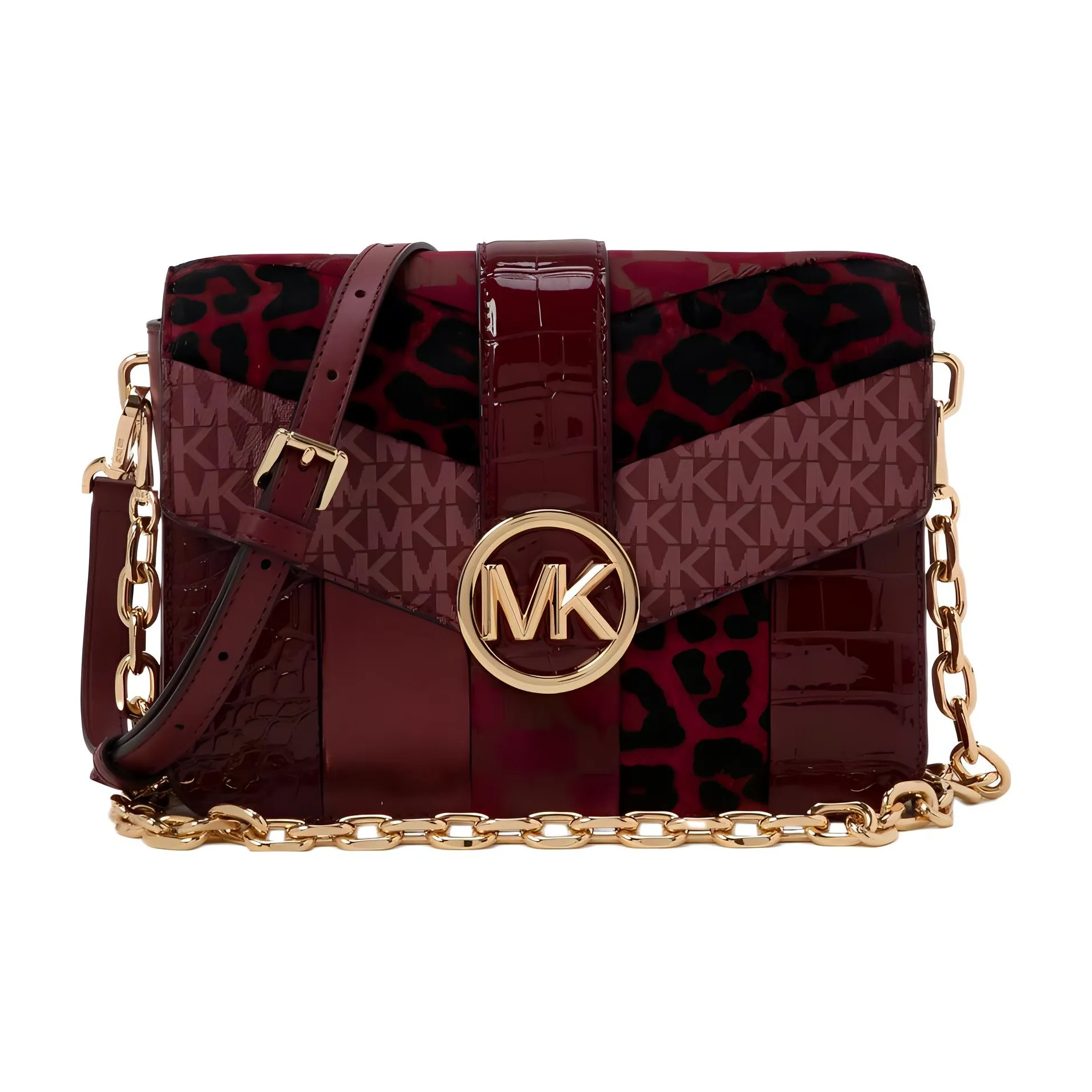 MICHAEL KORS Carmen Chain Bag, Crossbody Bag, Shoulder Bag Women's Burgundy
