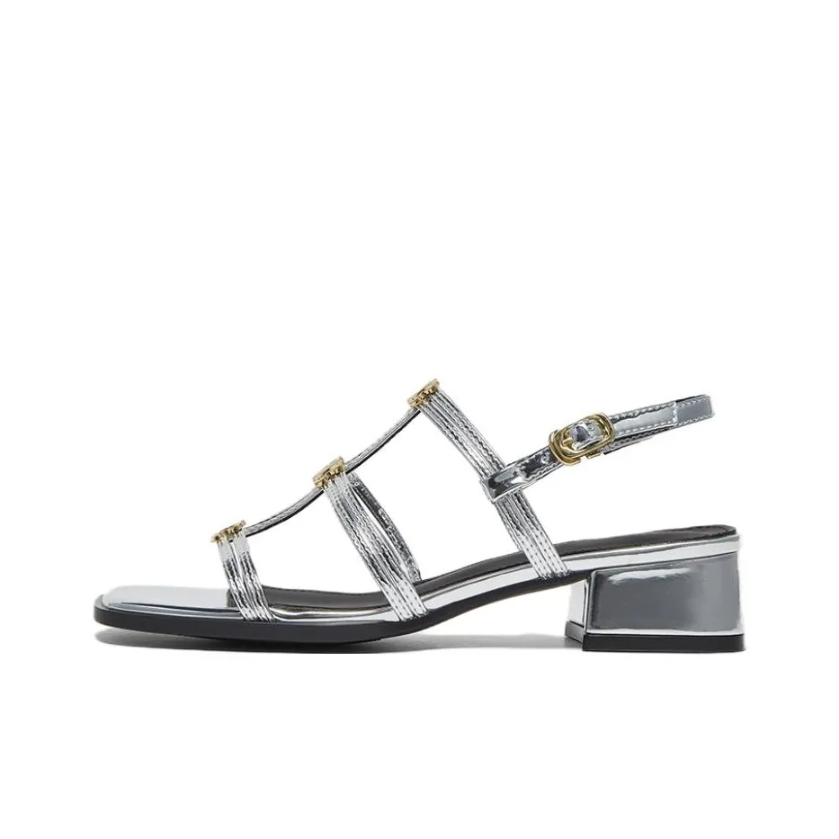 Сандалии в римском стиле с средним каблуком женские